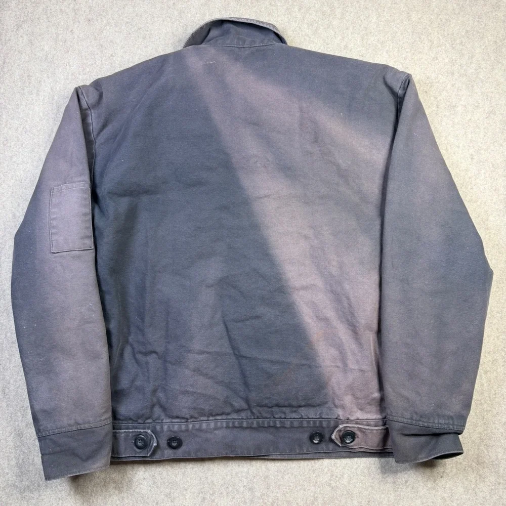 Wrangler Riggs Workwear Canvas Jacket Mens Gray Distressed Faded Full Zip XL